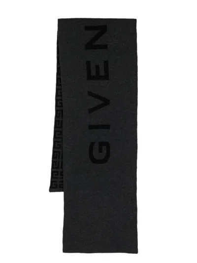 Givenchy Logo-jacquard Wool-cashmere Scarf In Black