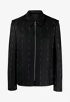 Givenchy Wool Blazer With All-over Logo Print In Black