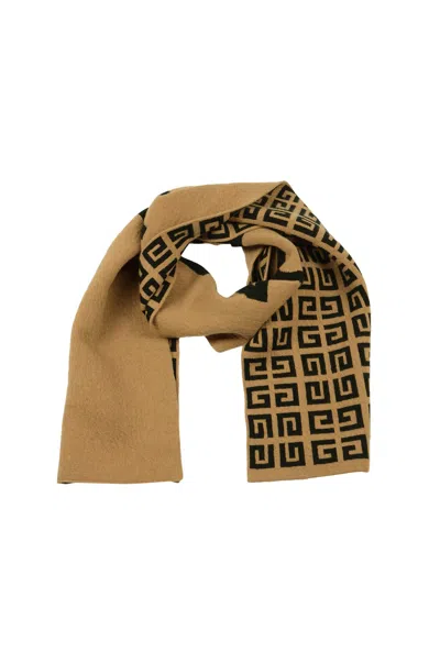 Givenchy Logo Knit Monogram Scarf In Havana/black