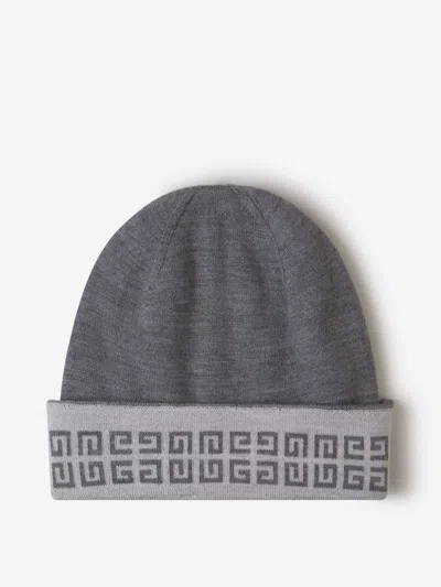 Givenchy Logo Knitted Hat In Gray