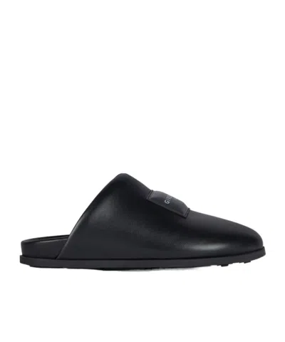 Givenchy Label Flat Mules In Black Nappa Leather Women In Multi
