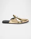 Givenchy Label Flat Mules In Mirror Effect Leather In Gold