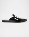 Givenchy Label Flat Mules In Patent Leather In Black
