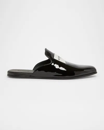 Givenchy Logo Label Patent Leather Mules In Black