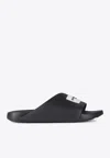 Givenchy Black Sandals With Wide Band And Contrasting Logo Patch In Rubber Man In Black