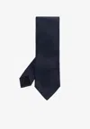 Givenchy Logo Label Silk Tie In Blue