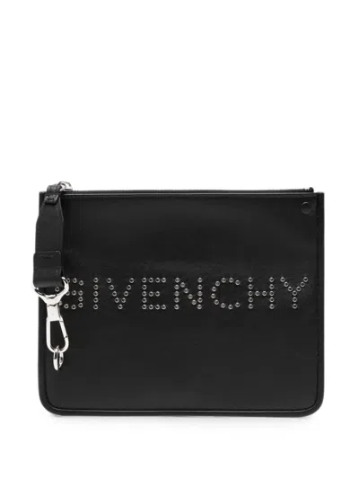 Givenchy Logo Leather Pouch In Black