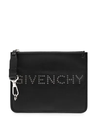 Givenchy Logo Leather Pouch In Black