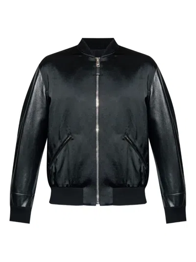 Givenchy Men Cotton And Nylon Jacket With Leather Sleeves In Black
