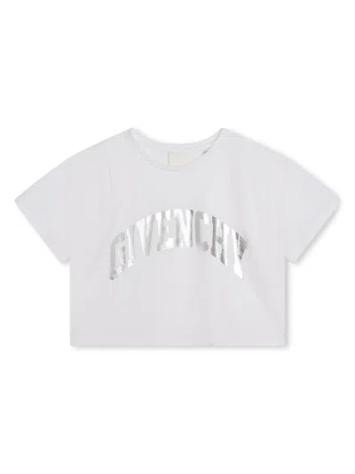 Givenchy Logo-lettering Cotton Cropped T-shirt In Weiss