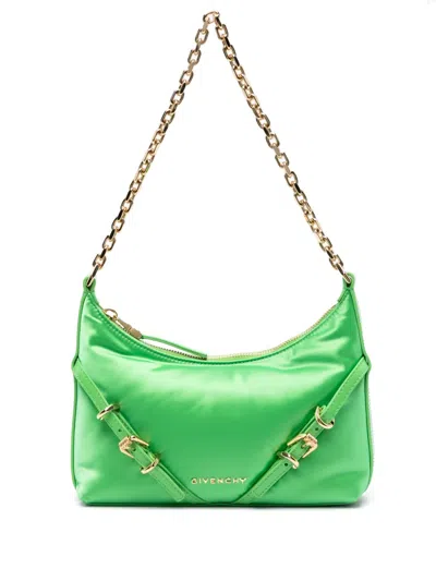 Givenchy Logo-lettering Zipped Shoulder Bag In Green