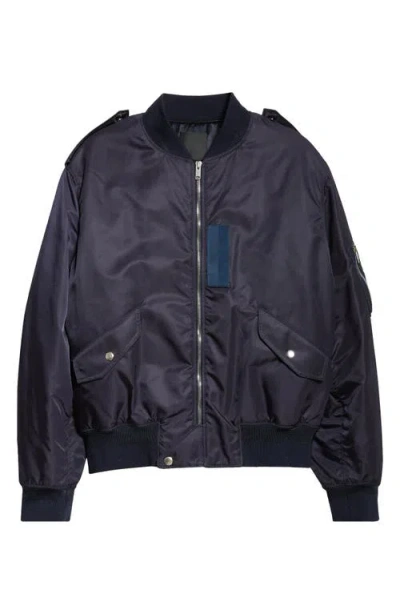 Givenchy Logo Medallion Bomber Jacket In Blue