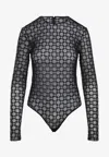 Givenchy Womens Monogram-print Long-sleeves Stretch-woven Body Black Silvery In Black