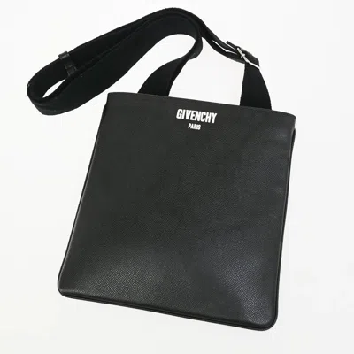 Pre-owned Givenchy Logo Messenger Leather Black Leather Shoulder Bag Bag ()