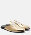 Givenchy Label Flat Mules In Mirror Effect Leather In Gold