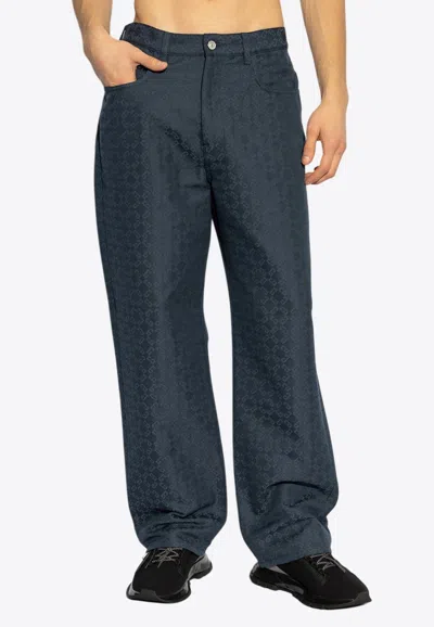 GIVENCHY LOGO MONOGRAM JACQUARD STRAIGHT-LEG JEANS