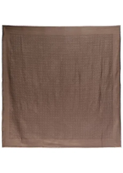 Givenchy Logo-monogrammed Intarsia Silk-blend Scarf In Gold