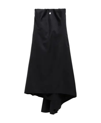 Givenchy Logo Motif Plaque Asymmetrical Sleeveless Dress In Black