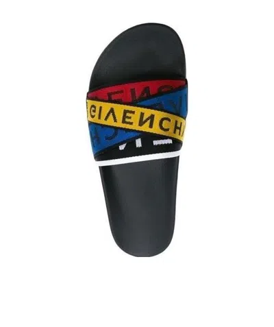 Givenchy Logo Multicolored Ankle Strap Sandals In Black
