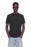 Givenchy Black Crewneck T-shirt With Logo Patch On The Front In Cotton Man In Black