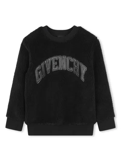 GIVENCHY LOGO-PATCH FAUX-SHEARLING SWEATSHIRT