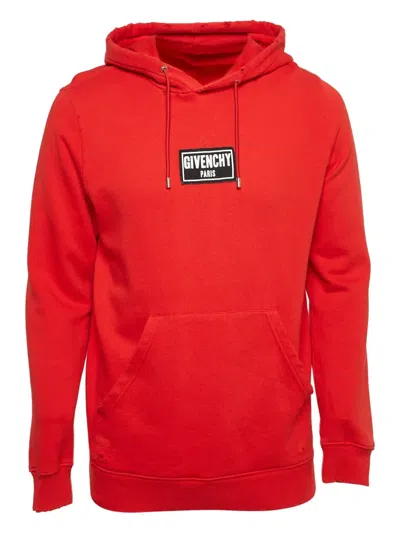 Pre-owned Givenchy Logo-patch Hoodie In Red