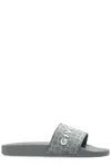 Givenchy Monogram Rubber Slides In Grey