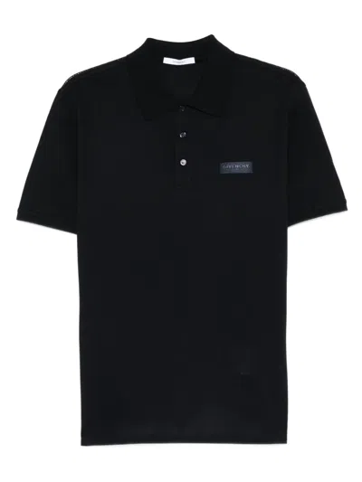 Givenchy Logo-patch Polo Shirt In Black