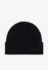 Givenchy Logo Patch Ribbed Beanie In Black