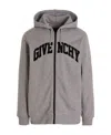 Givenchy Logo-patches Zip-up Cotton Hoodie In Gray