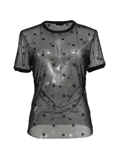 Pre-owned Givenchy Logo-pattern Sheer T-shirt In Black