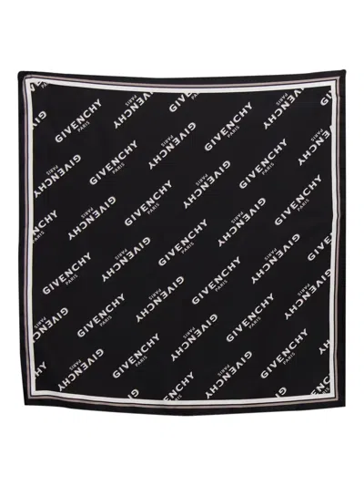 Givenchy Logo-pattern Silk Scarf In Black