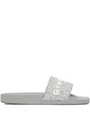 Givenchy Logo Pattern Slides In Gray