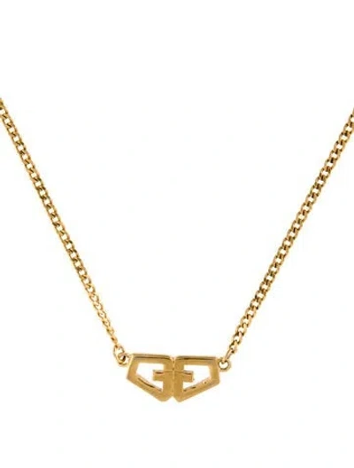 Pre-owned Givenchy Logo Pendant Necklace, 15" In Multi