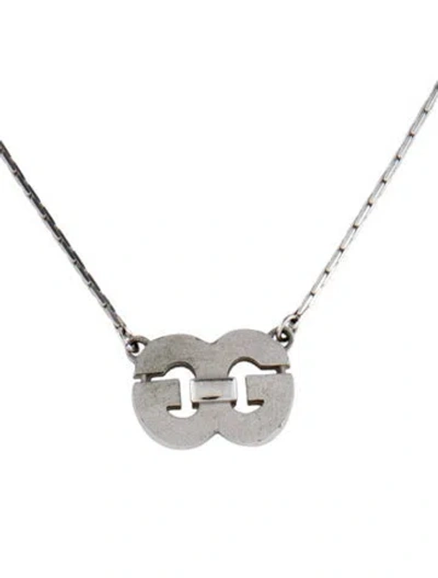 Pre-owned Givenchy Logo Pendant Necklace, 15.25" In Multicolor