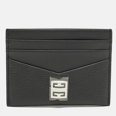 Pre-owned Givenchy Logo Plaque Black Leather Card Holder