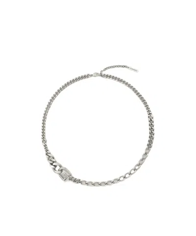 Givenchy Logo Plaque Chained Necklace In Silver