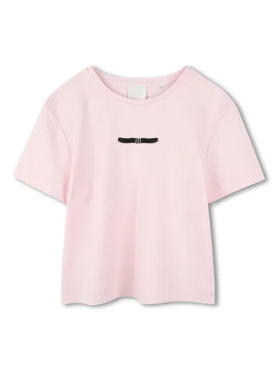 Givenchy Kids' Logo-plaque Cotton T-shirt In 粉色