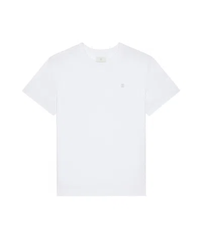 Givenchy T-shirt In Mercerized Cotton With 4g Detail In White
