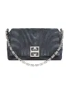 Givenchy Logo Plaque Denim Quilted Small Shoulder Bag In Black