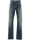 Givenchy Logo-plaque Distressed Straight Jeans In Blue