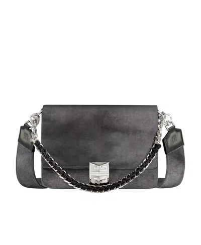 Givenchy Logo Plaque Foldover Top Shoulder Bag In Black