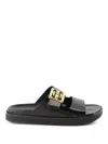 Givenchy Liquid Dad Leather Slides With 4g Hardware In Black