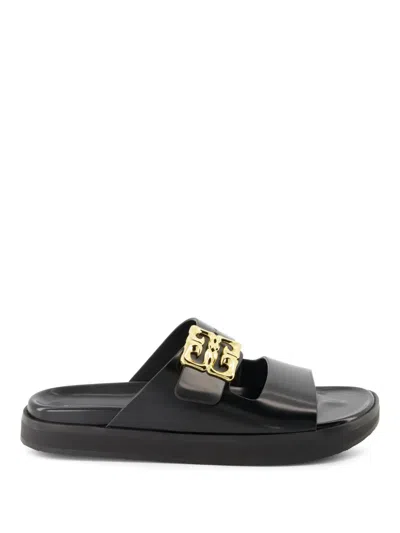 GIVENCHY LOGO-PLAQUE LEATHER SLIDES
