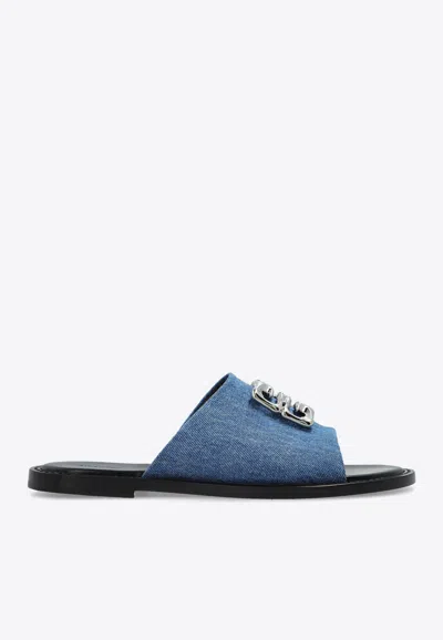 GIVENCHY LOGO-PLAQUE LEATHER SLIDES