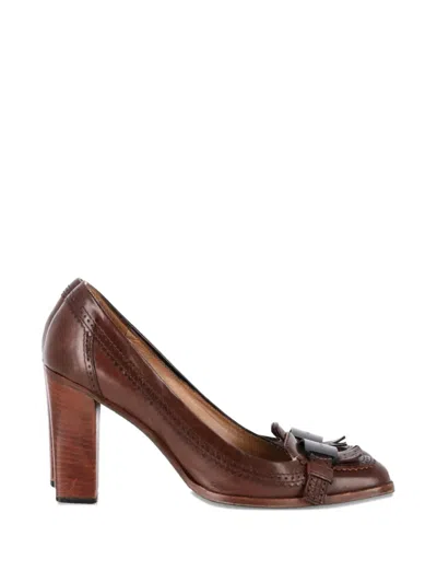 Pre-owned Givenchy Logo-plaque Pumps In Brown