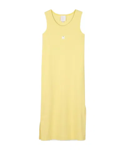 Givenchy Kids' Logo-plaque Rib Knit Dress In Yellow