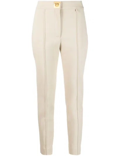 Givenchy Logo-plaque Slim-leg Trousers In 中性色