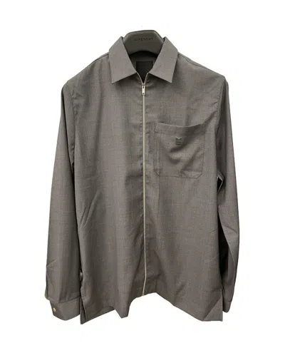 Givenchy Logo-plaque Wool Shirt In Gray