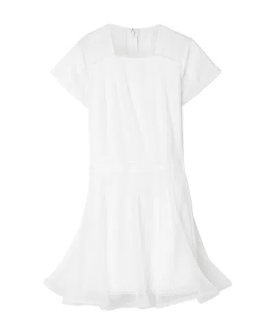 Givenchy Logo Pleated And Spliced Silk Dress In White
